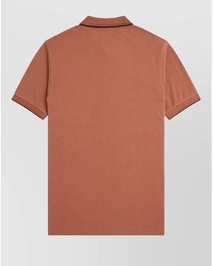 Fred Perry Polo Shirt Logo Embroidery Short Sleeves - Orange