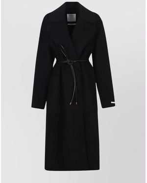 Max Mara Asymmetrical Wrap Coat Belted - Black