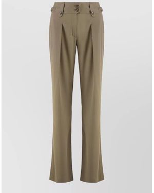 Tom Ford Silk Tailored Pants Front Pleats Back Pockets - Natural
