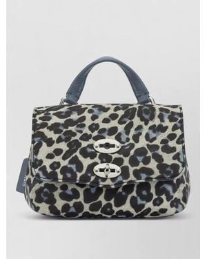 Zanellato Animal Print Crossbody Bag Top Handle - Grey