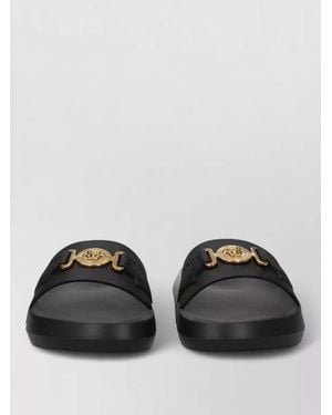 Versace Leather Slides - Black