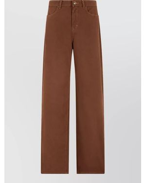 Max Mara High-Rise Straight-Leg Denim Pants - Brown