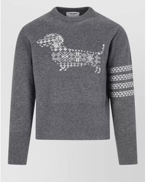 Thom Browne Dog Motif Crew Neck Knit Jumper - Grey