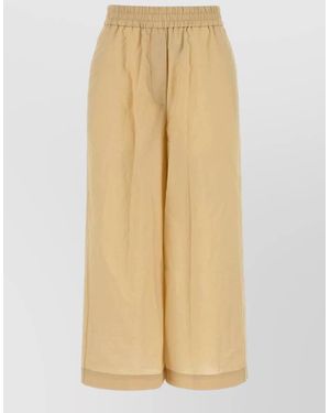 Loewe Cotton Blend Ibiza Casual Wide Leg Trousers - Natural