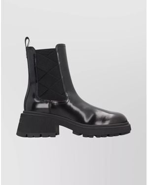 Jimmy Choo Leather Ankle Boots Chunky Sole - Black