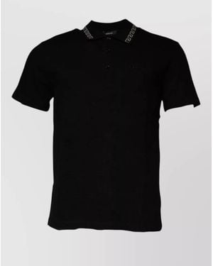 Versace Viscose Collared Polo Shirt Short Sleeves - Black
