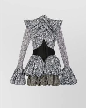 Rabanne Printed Satin Mini Dress - Grey