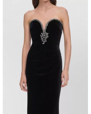 Self-Portrait Velvet Sweetheart Neckline Gown - Black