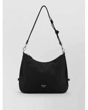 Prada Large Leather Fold Shopping Shoulder Bag - Black