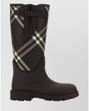 Burberry Canvas Boots Featuring Checked Pattern - Black