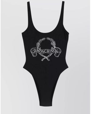Moschino One-Piece Swimsuit Laurel Crown Logo - Black