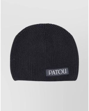 Patou Ribbed Cashmere Beanie - Blue
