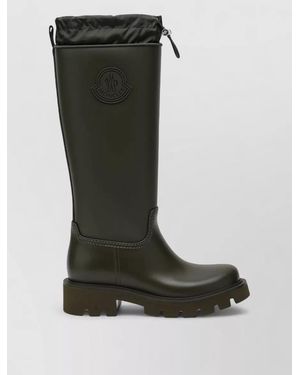Moncler Knee High Boots Adjustable Top Chunky Sole - Black