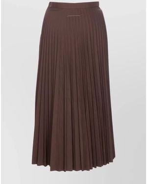 MM6 by Maison Martin Margiela Midi Pleated Skirt High Waist Design - Brown