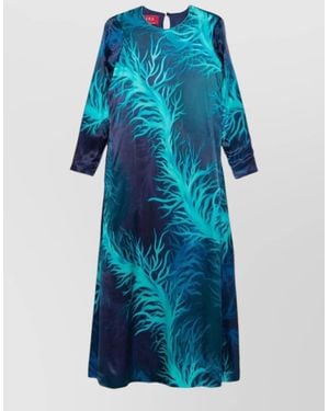 F.R.S For Restless Sleepers Silk Printed Long Sleeve Maxi Dress - Blue