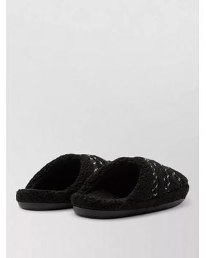 Moon Boot Faux Shearling Flat Sole Round Toe Slippers - Black