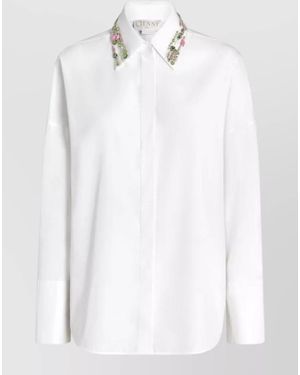 Genny Shirt Featuring Jewelled Collar Long Sleeves - White