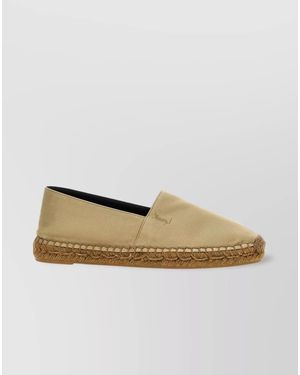 Saint Laurent Logo Embroidered Espadrilles - Natural