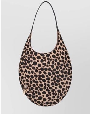 Tory Burch Circular Animal Print Shoulder Bag With Handle - White