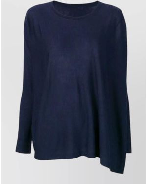 LA ROSE Fine-Knit Merino Wool Long-Sleeve Sweater - Blue