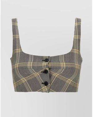 Marni Cropped Checked Top - Grey