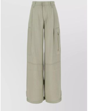 Ami Paris Wide-Leg Pleated Trousers - Natural