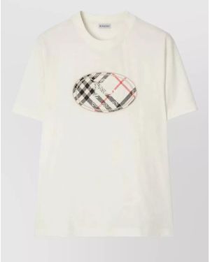 Burberry Crew Neck Graphic Print Shirt - Natural