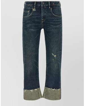 R13 Low-Rise Straight-Leg Turn-Up Jeans - Blue