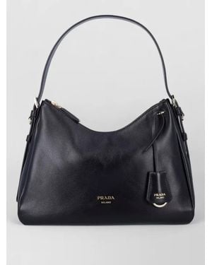 Prada Aimée Leather Shoulder Bag Hardware - Black