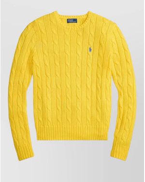 Polo Ralph Lauren Cable Knit Slim Fit Cotton Crewneck Jumper - Yellow