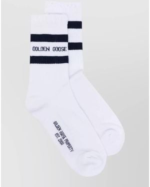 Golden Goose Ankle Socks Ribbed Cuffs Detail - White