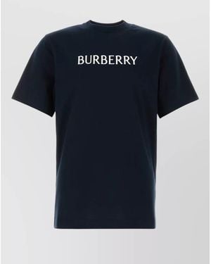 Burberry Cotton Crew Neck Short Sleeve T Shirt - Blue