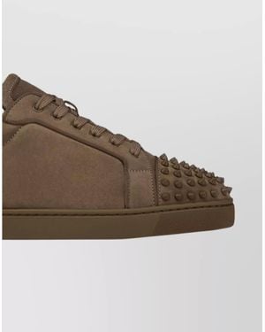 Christian Louboutin Stylish Round Toe Sneakers With Studded Detail - Brown