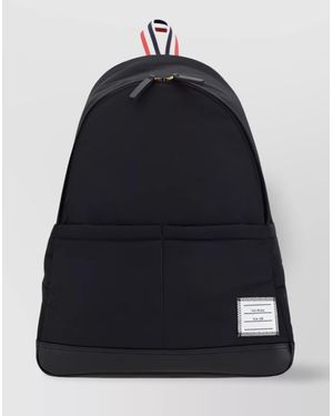 Thom Browne Logo-Print Backpack - Blue
