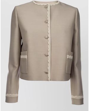 Dior Jacket And Waistcoat Long Sleeves Lace - Natural