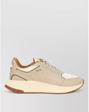 BOSS Calfskin Low-Top Sneakers - Natural