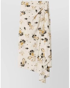 Isabel Marant Faniry Asymmetric Wrap Midi Dress Tie Waist - Natural