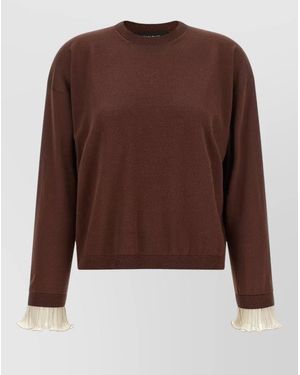 Fabiana Filippi Jumper Crew Neck Contrast Ribbed Long Sleeves - Brown