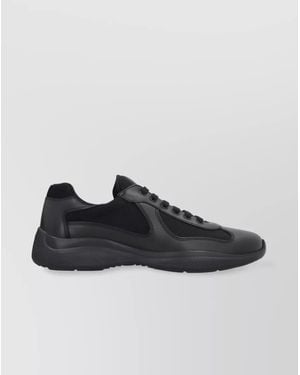 Prada Americas Cup Contemporary Trainers With Panelled Design - Black