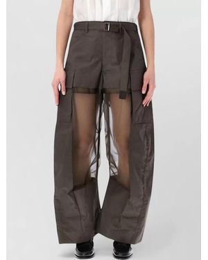 Sacai Belted Cargo Shorts Sheer Panel Design - Multicolour
