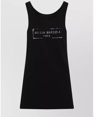 Maison Margiela Logo Print Sleeveless Tank Top - Black