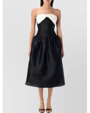 Self-Portrait Bow Detail Strapless Midi Dress - Black