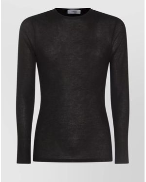Lardini Crew Neck Sheer Fabric Long Sleeves - Black