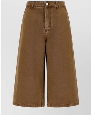 Ami Paris Denim Bermuda Shorts - Natural
