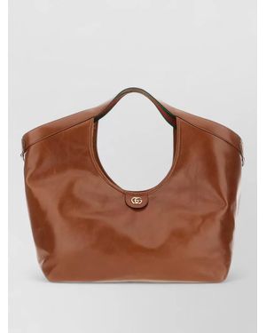 Gucci Leather Ophidia Tote Bag Circular Handle - Brown