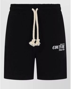 Versace Jeans Couture Trousers Drawstring Waist Logo Detail - Black