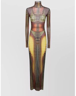 Jean Paul Gaultier High Neck Long Sleeve Maxi Dress - White