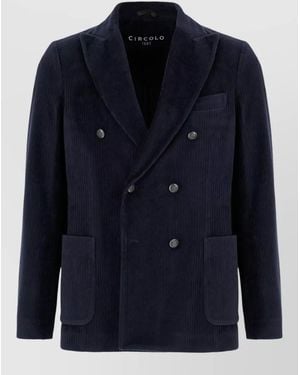 Circolo 1901 Corduroy Double-Breasted Coat - Blue