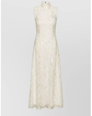 ROTATE BIRGER CHRISTENSEN Sequin Maxi Dress High Neckline Sleeveless - White