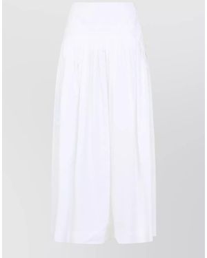 Lanvin Cotton Pleated Midi Skirt - White